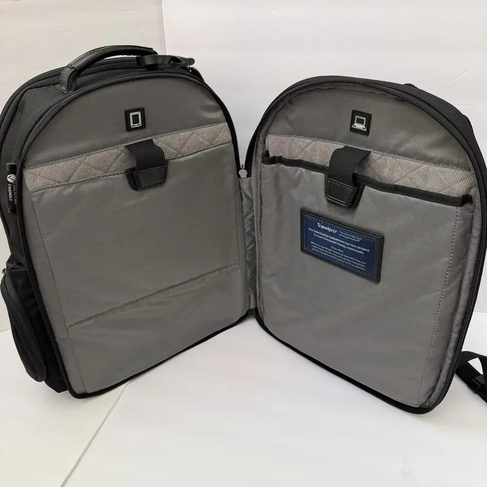 Travelpro Crew Executive Choice 2 Backpack Laptop RFID USB Leather Trim Like New